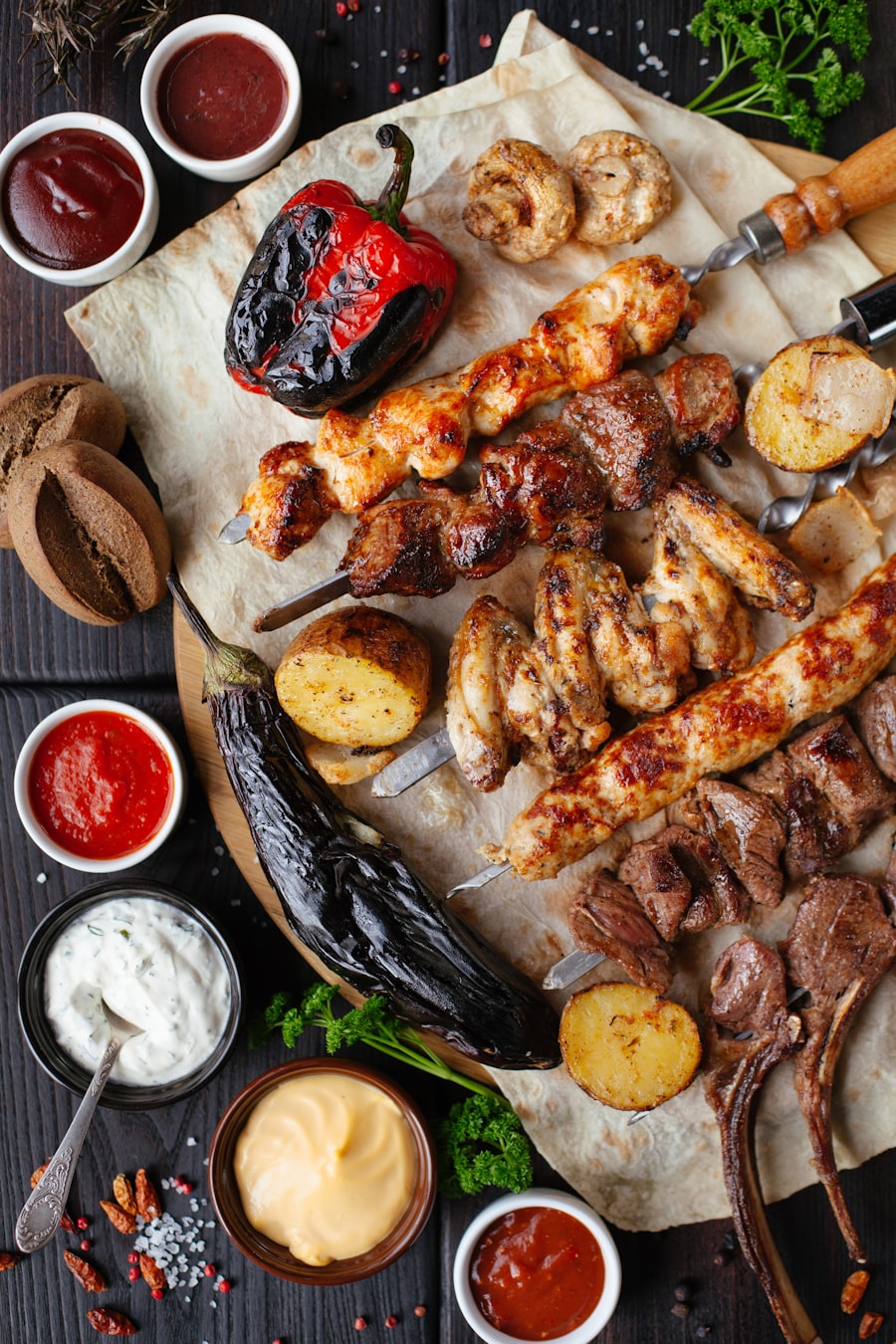 Glazed barbecue ribs carved on a wooden board
